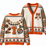 Chaotic Club Custom Mascot Leopard Charm Game Day Cardigan