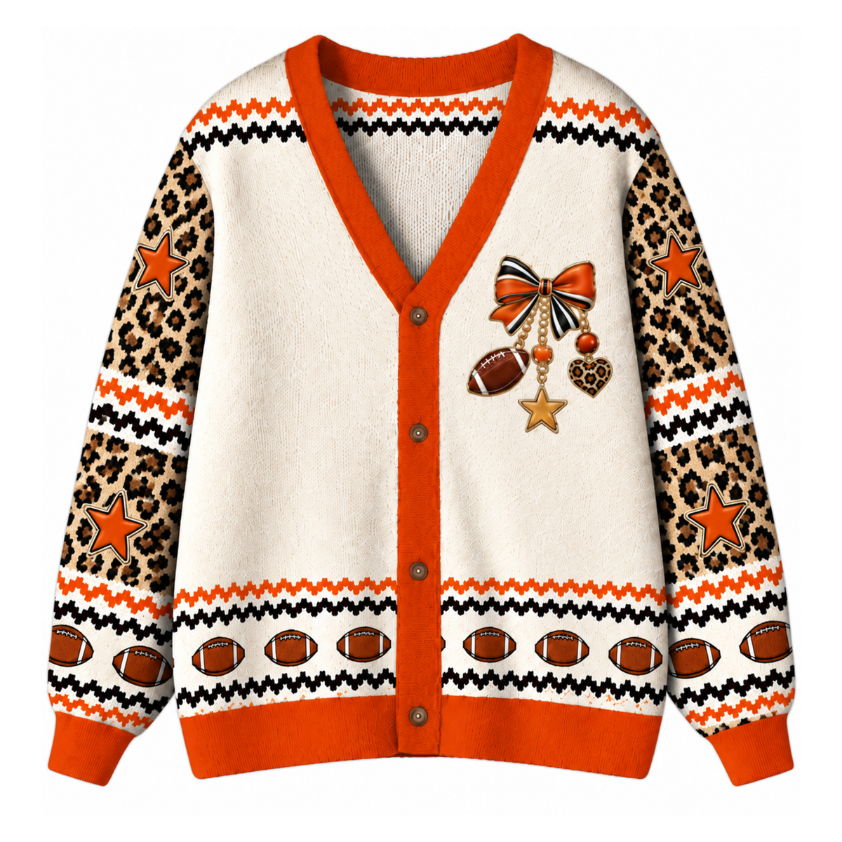 Chaotic Club Custom Mascot Leopard Charm Game Day Cardigan