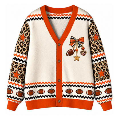 Chaotic Club Custom Mascot Leopard Charm Game Day Cardigan