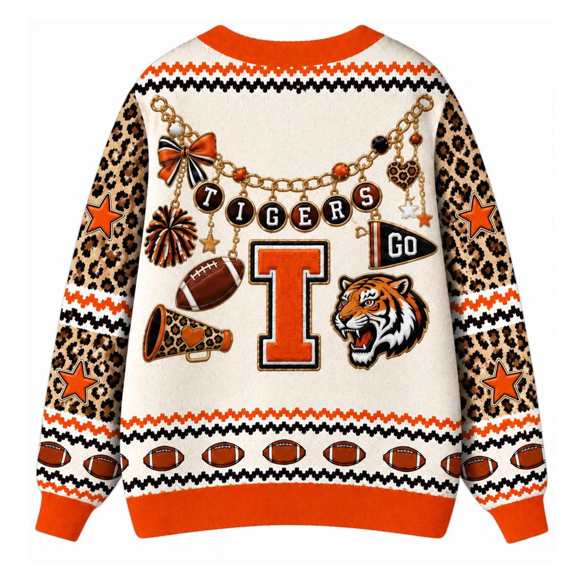 Chaotic Club Custom Mascot Leopard Charm Game Day Cardigan