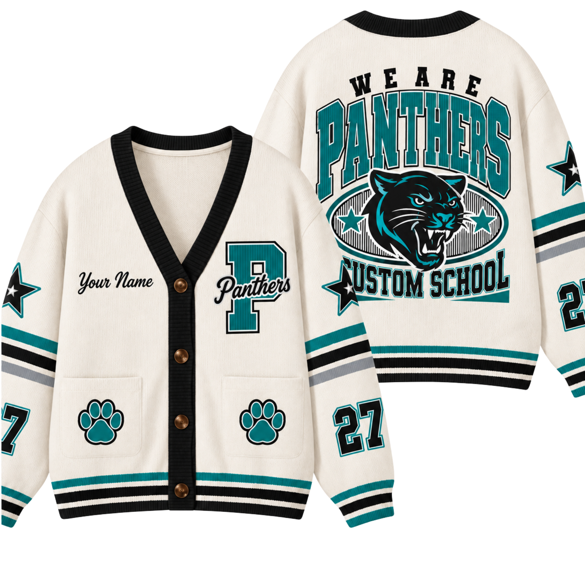 Chaotic Club Custom Mascot Paw Print College Pocket Cardigan
