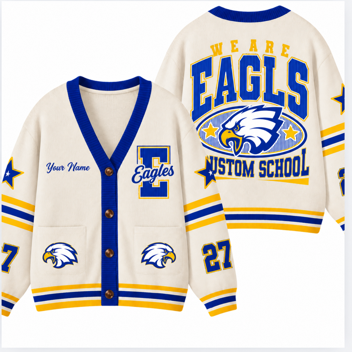 Chaotic Club Custom Mascot Paw Print College Pocket Cardigan