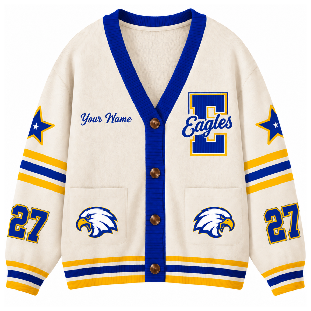 Chaotic Club Custom Mascot Paw Print College Pocket Cardigan