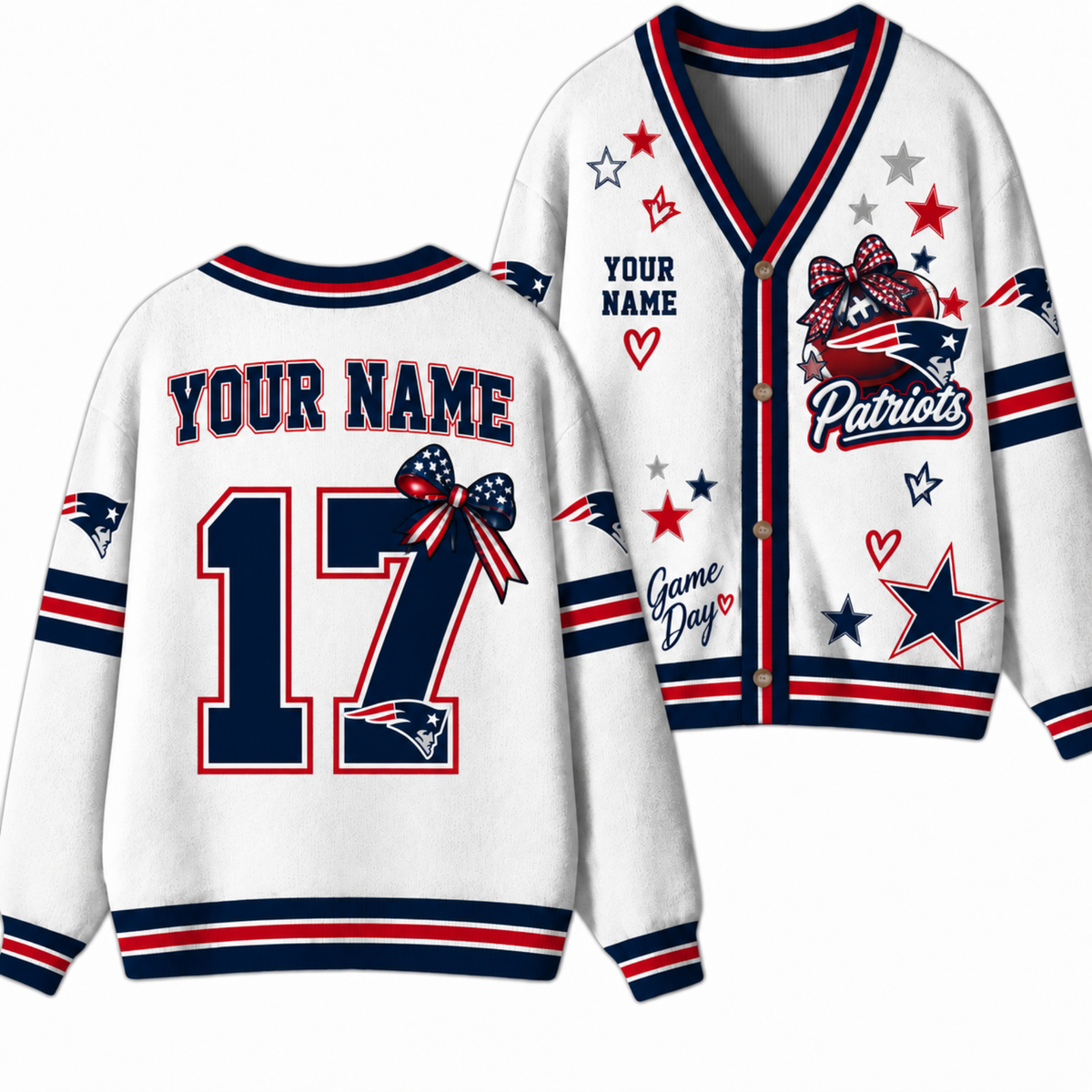 Chaotic Club Custom Mascot Star Bow Game Day Cardigan