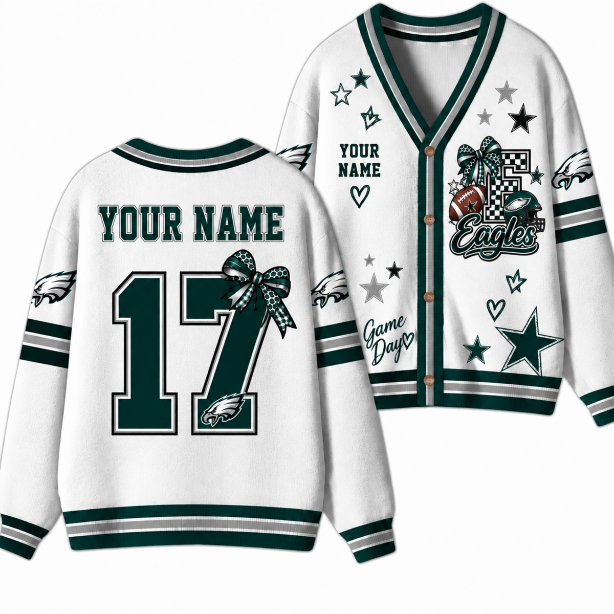 Chaotic Club Custom Mascot Star Bow Game Day Cardigan