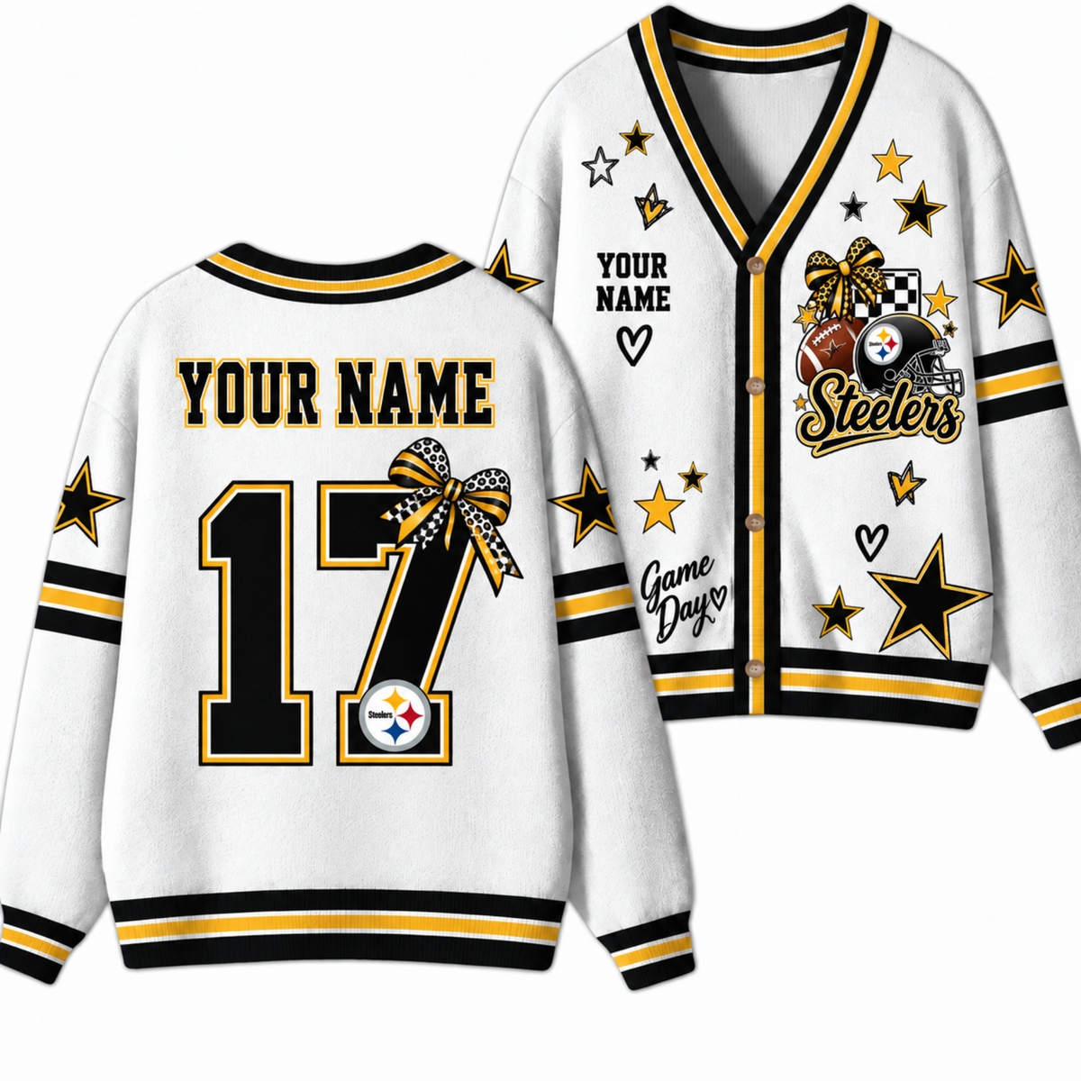 Chaotic Club Custom Mascot Star Bow Game Day Cardigan