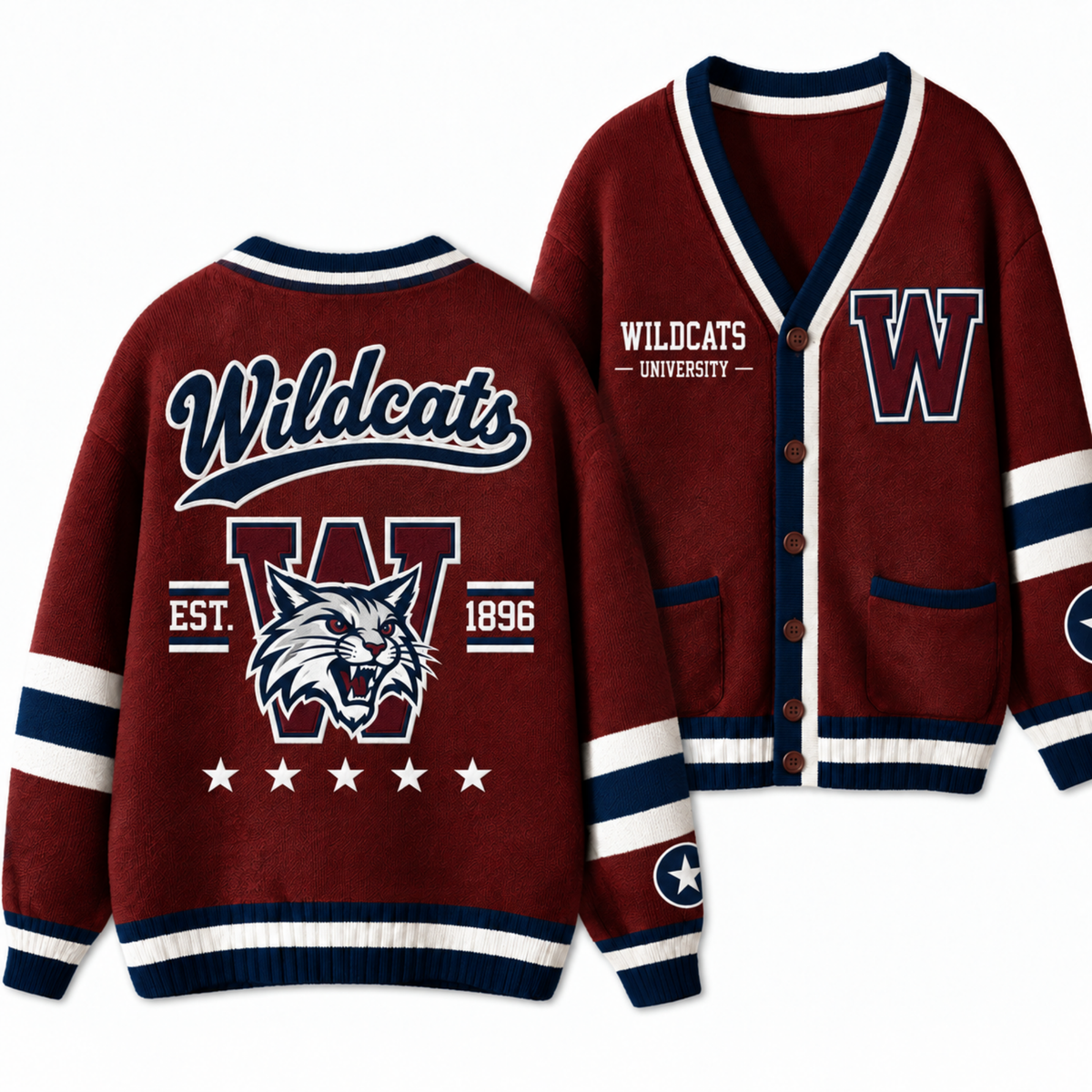 Chaotic Club Custom Mascot Varsity Monogram Pocket Cardigan