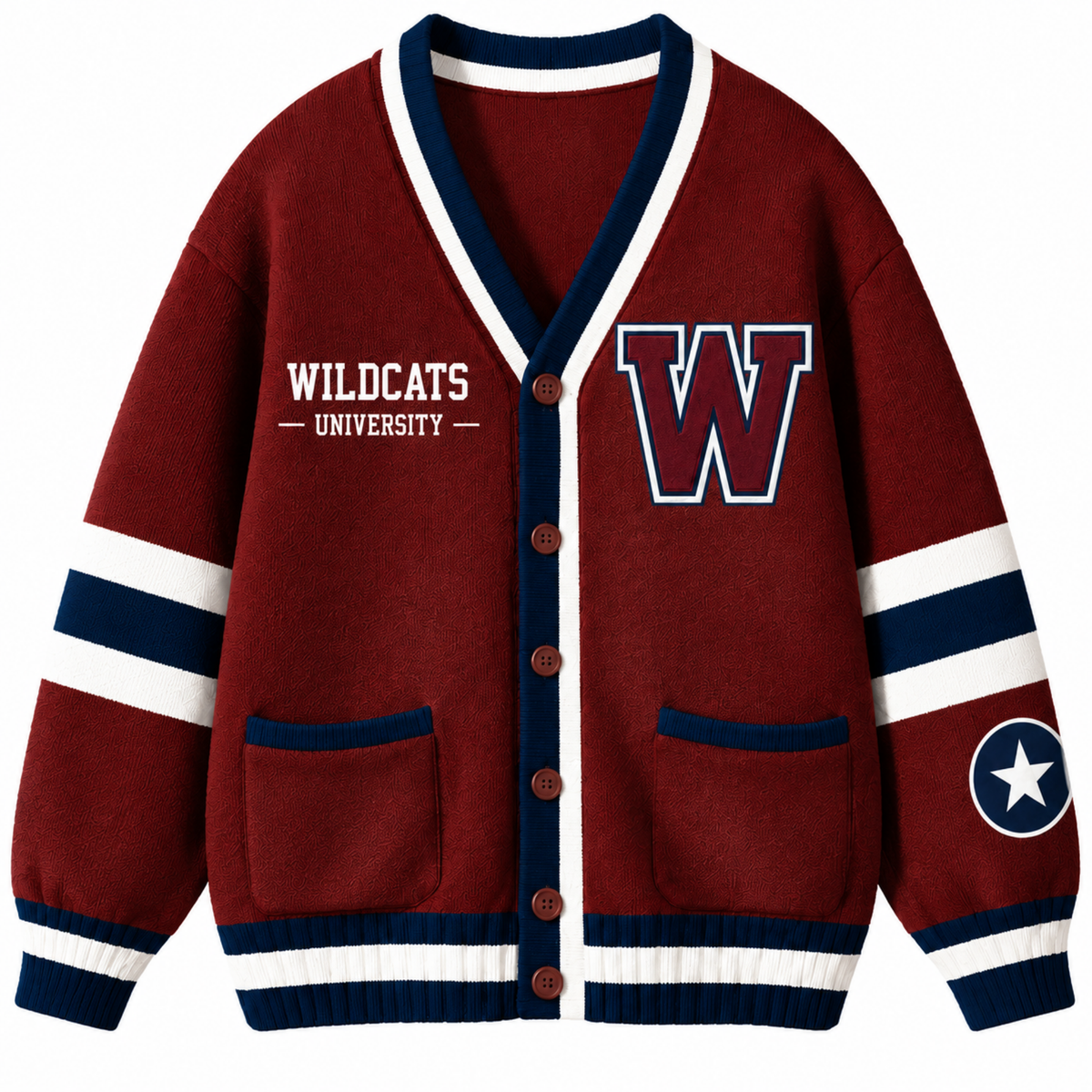 Chaotic Club Custom Mascot Varsity Monogram Pocket Cardigan