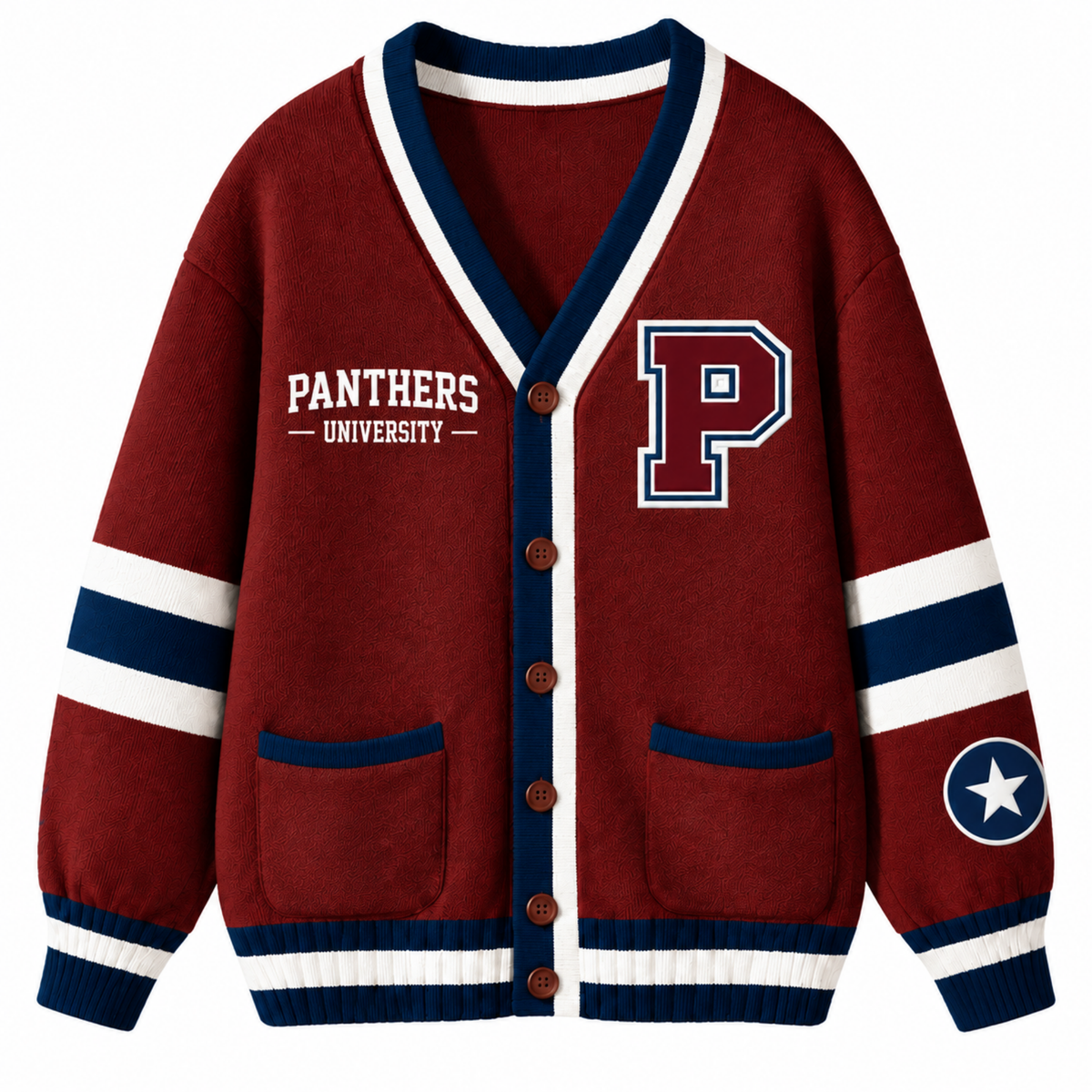 Chaotic Club Custom Mascot Varsity Monogram Pocket Cardigan