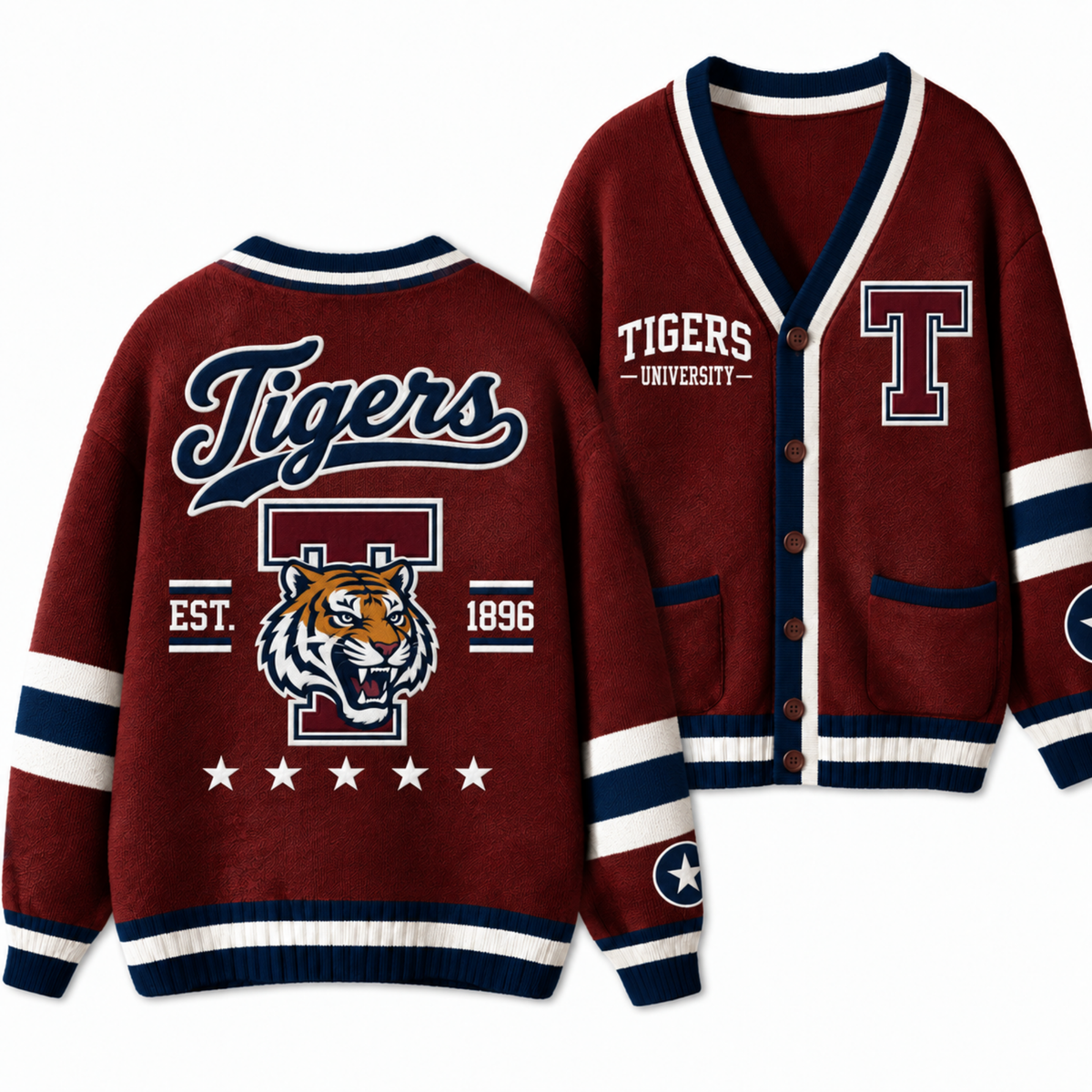 Chaotic Club Custom Mascot Varsity Monogram Pocket Cardigan
