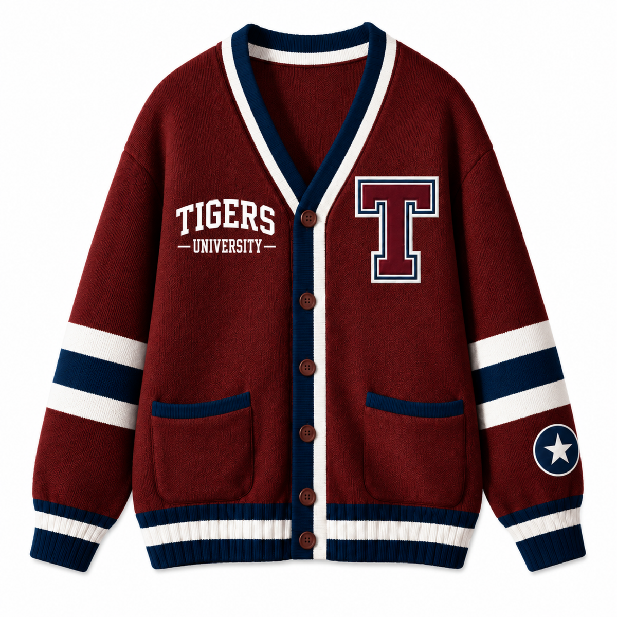Chaotic Club Custom Mascot Varsity Monogram Pocket Cardigan