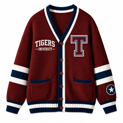 Chaotic Club Custom Mascot Varsity Monogram Pocket Cardigan