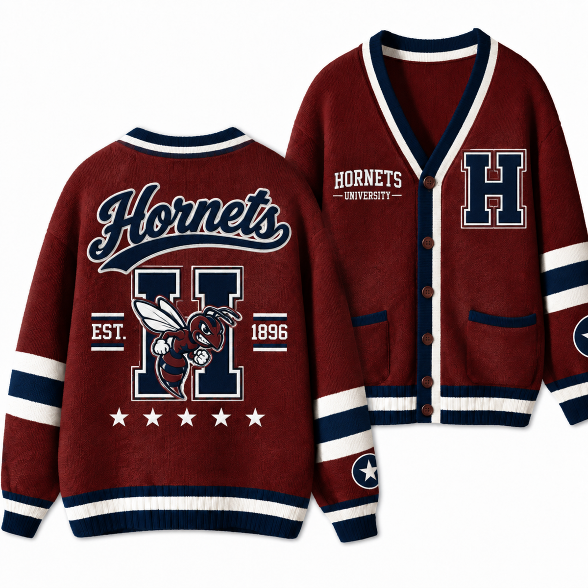Chaotic Club Custom Mascot Varsity Monogram Pocket Cardigan