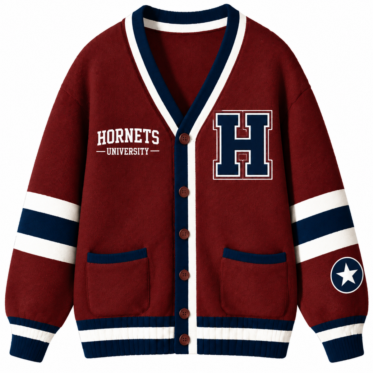 Chaotic Club Custom Mascot Varsity Monogram Pocket Cardigan
