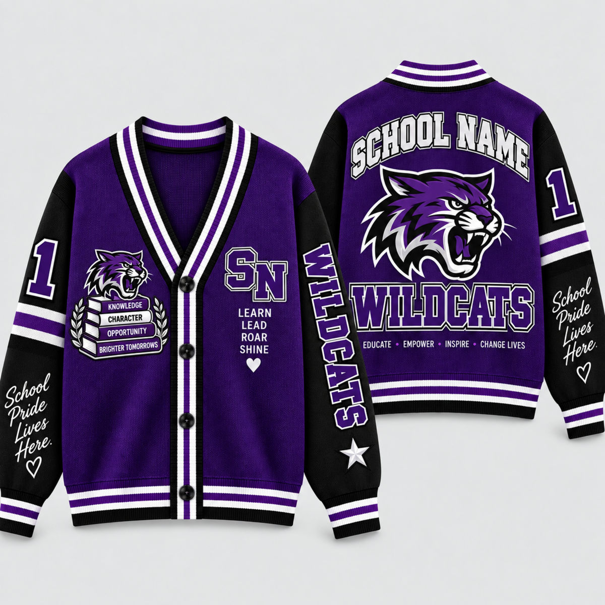 Chaotic Club Custom Mascot Warrior Teacher Varsity Cardigan