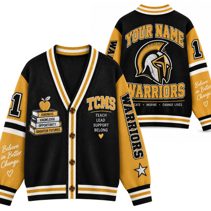 Chaotic Club Custom Mascot Warrior Teacher Varsity Cardigan