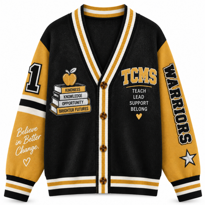 Chaotic Club Custom Mascot Warrior Teacher Varsity Cardigan