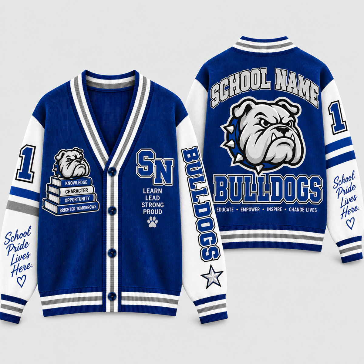 Chaotic Club Custom Mascot Warrior Teacher Varsity Cardigan