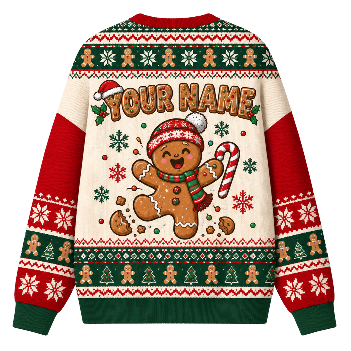 Chaotic Club Custom Oh Snap Gingerbread Man Ugly Sweatshirt