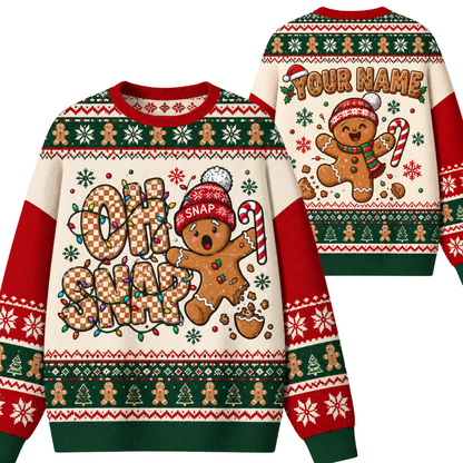Chaotic Club Custom Oh Snap Gingerbread Man Ugly Sweatshirt