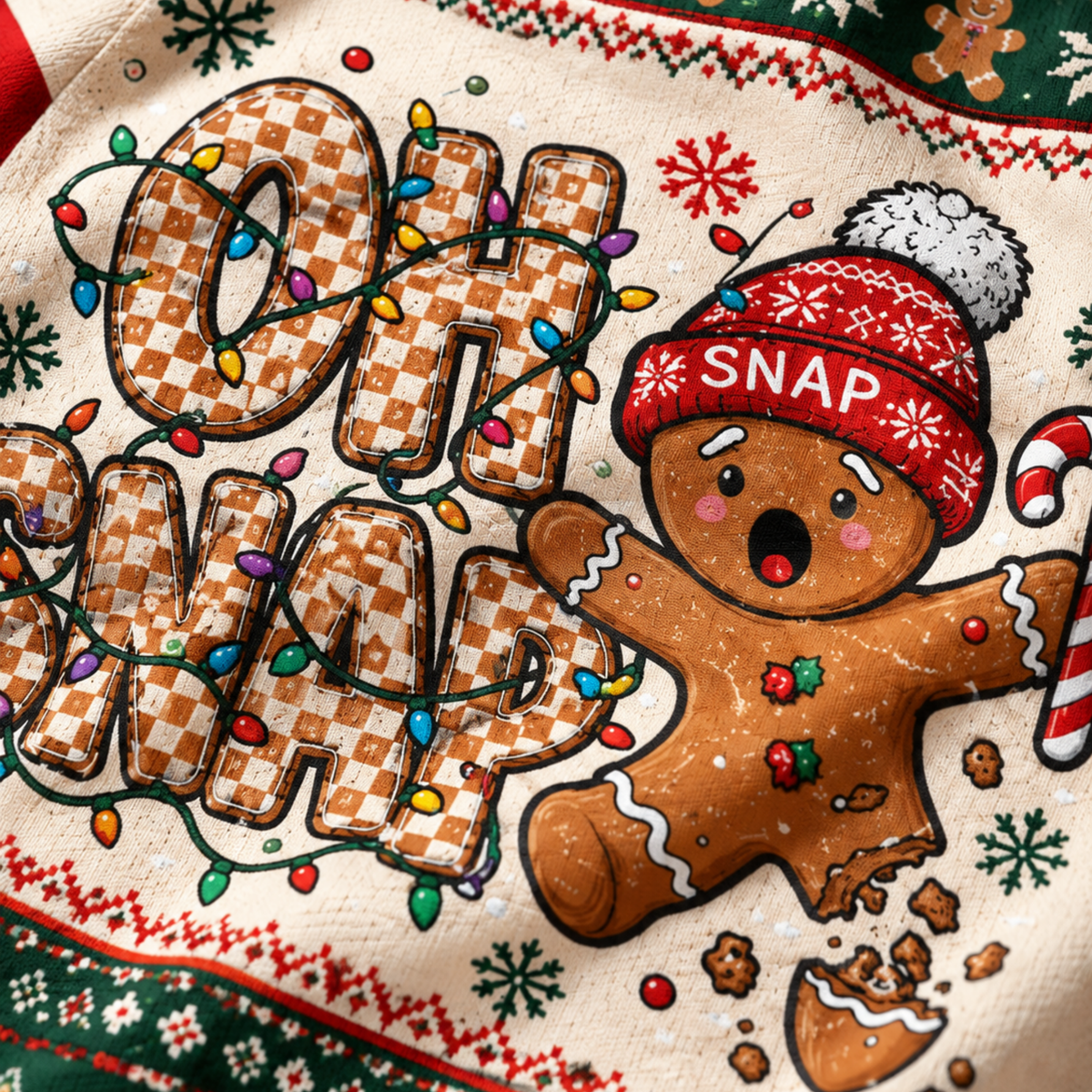 Chaotic Club Custom Oh Snap Gingerbread Man Ugly Sweatshirt