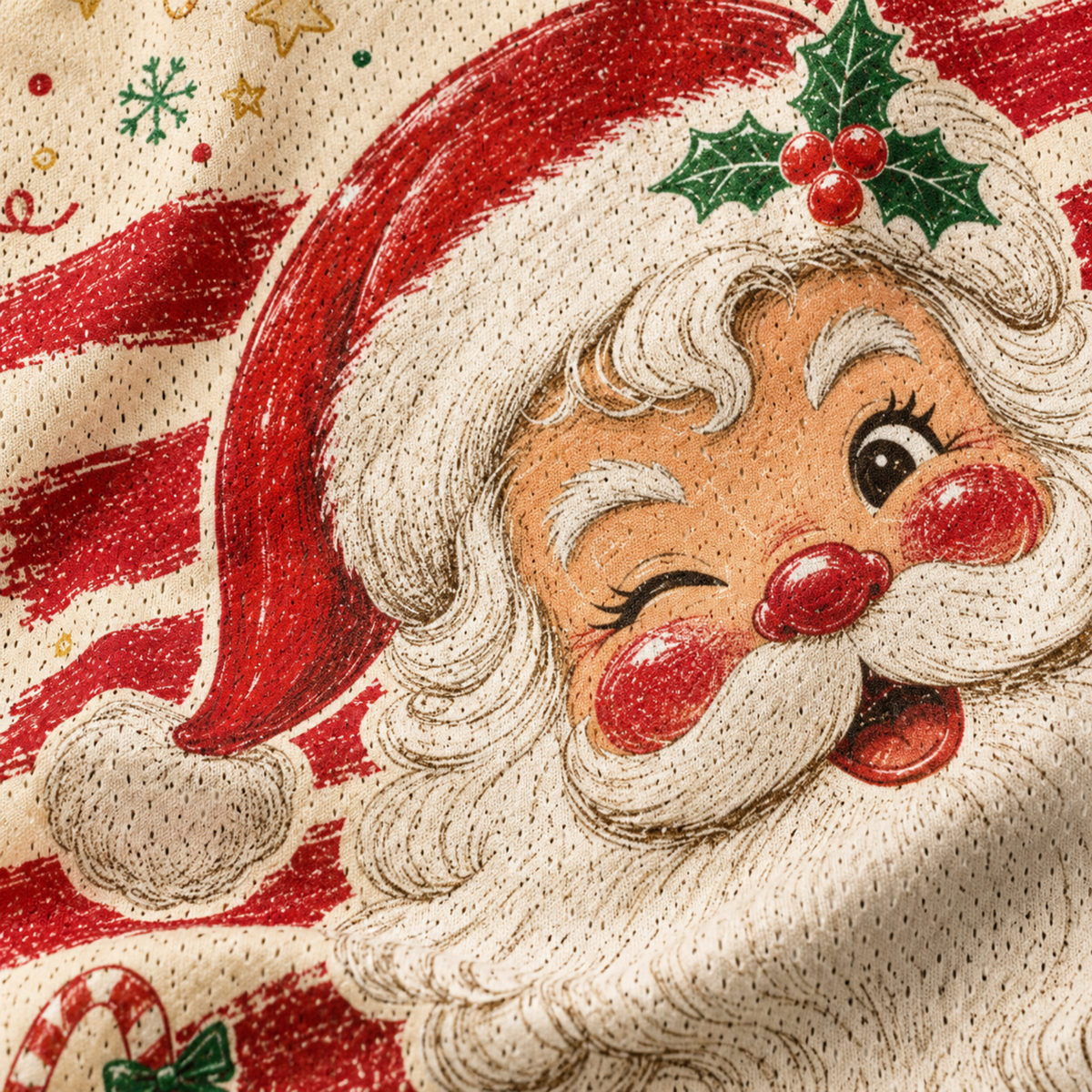 Chaotic Club Custom Retro Winking Santa Christmas Mesh Jersey