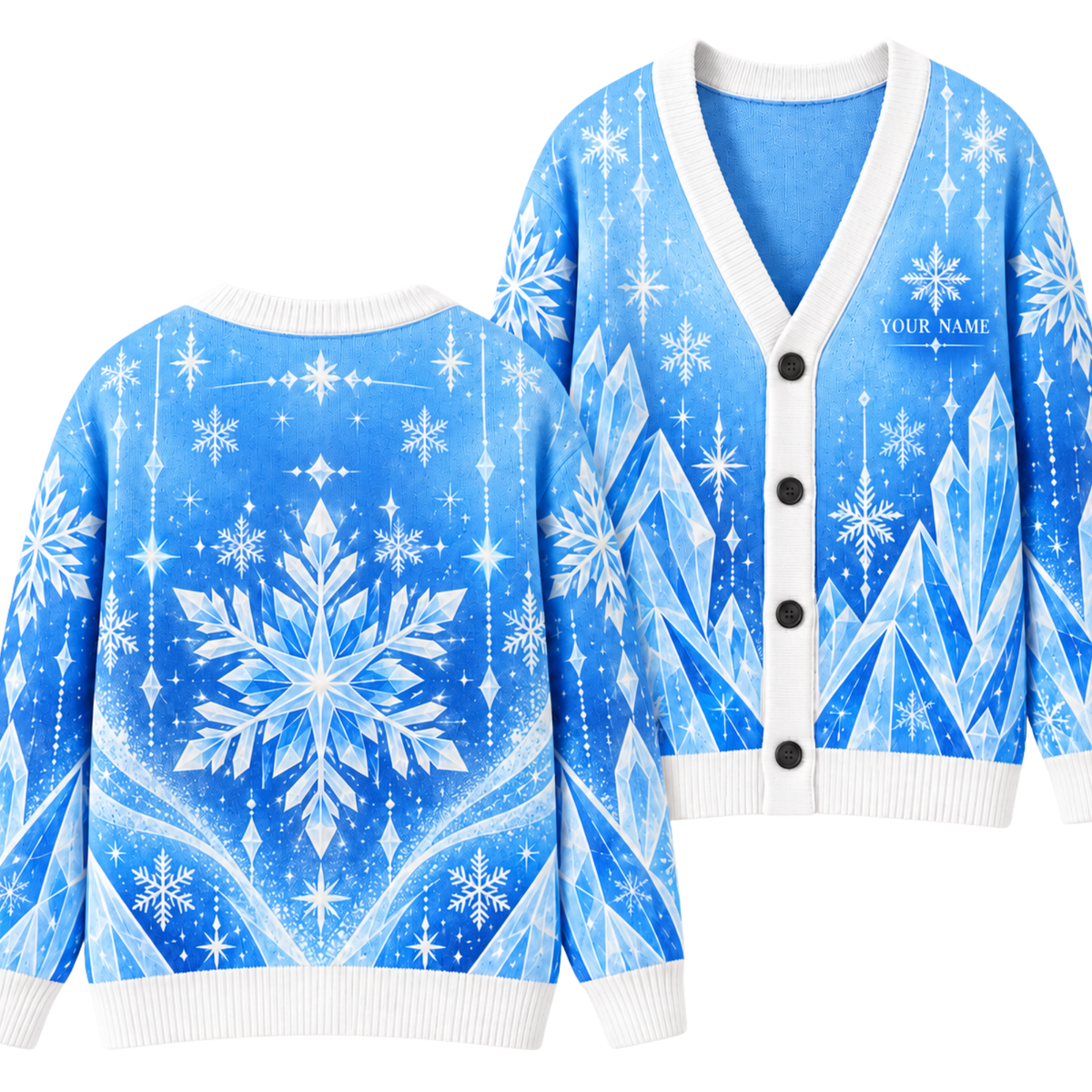 Chaotic Club Custom Snowflake Winter Cardigan