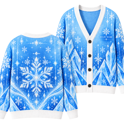 Chaotic Club Custom Snowflake Winter Cardigan