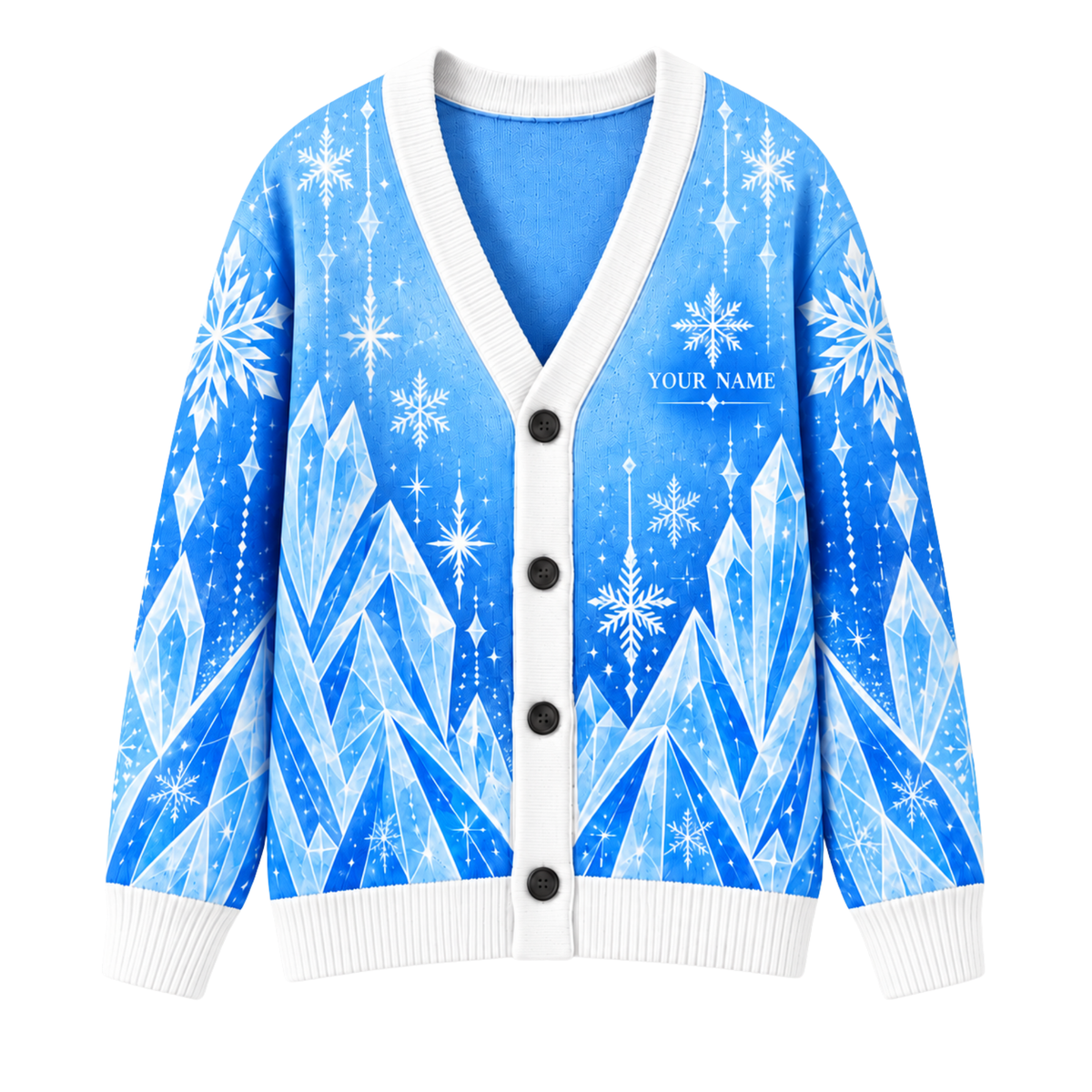 Chaotic Club Custom Snowflake Winter Cardigan