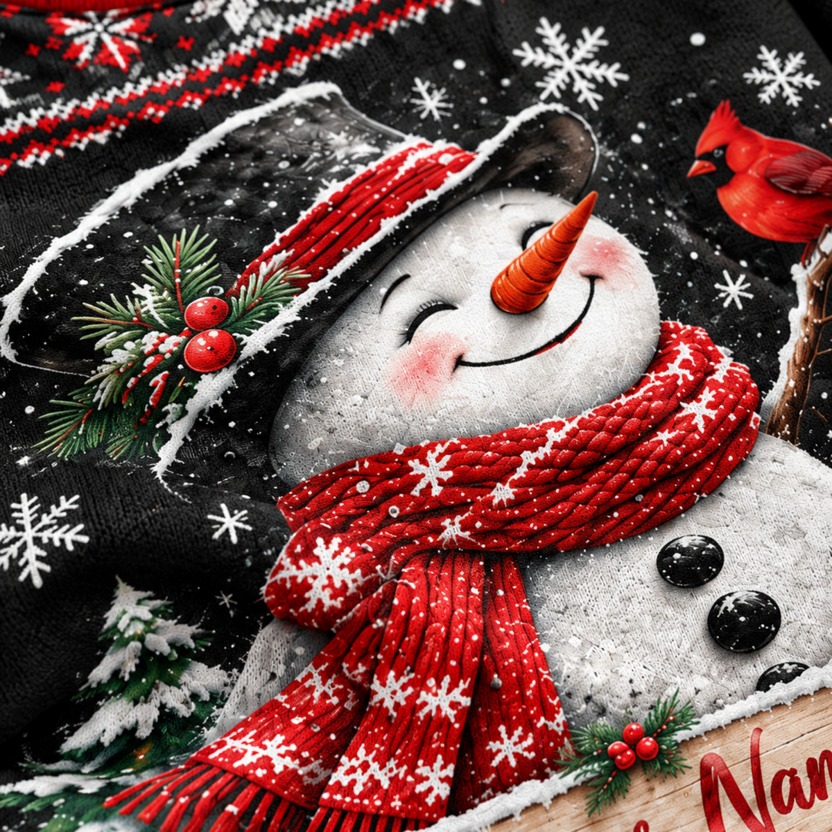 Chaotic Club Custom Snowman Cardinal Winter Ugly Sweatshirt