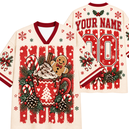 Chaotic Club Custom Trendy Christmas Wreath Cocoa Mesh Jersey