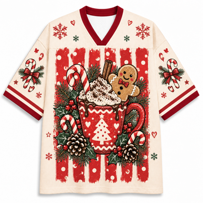 Chaotic Club Custom Trendy Christmas Wreath Cocoa Mesh Jersey