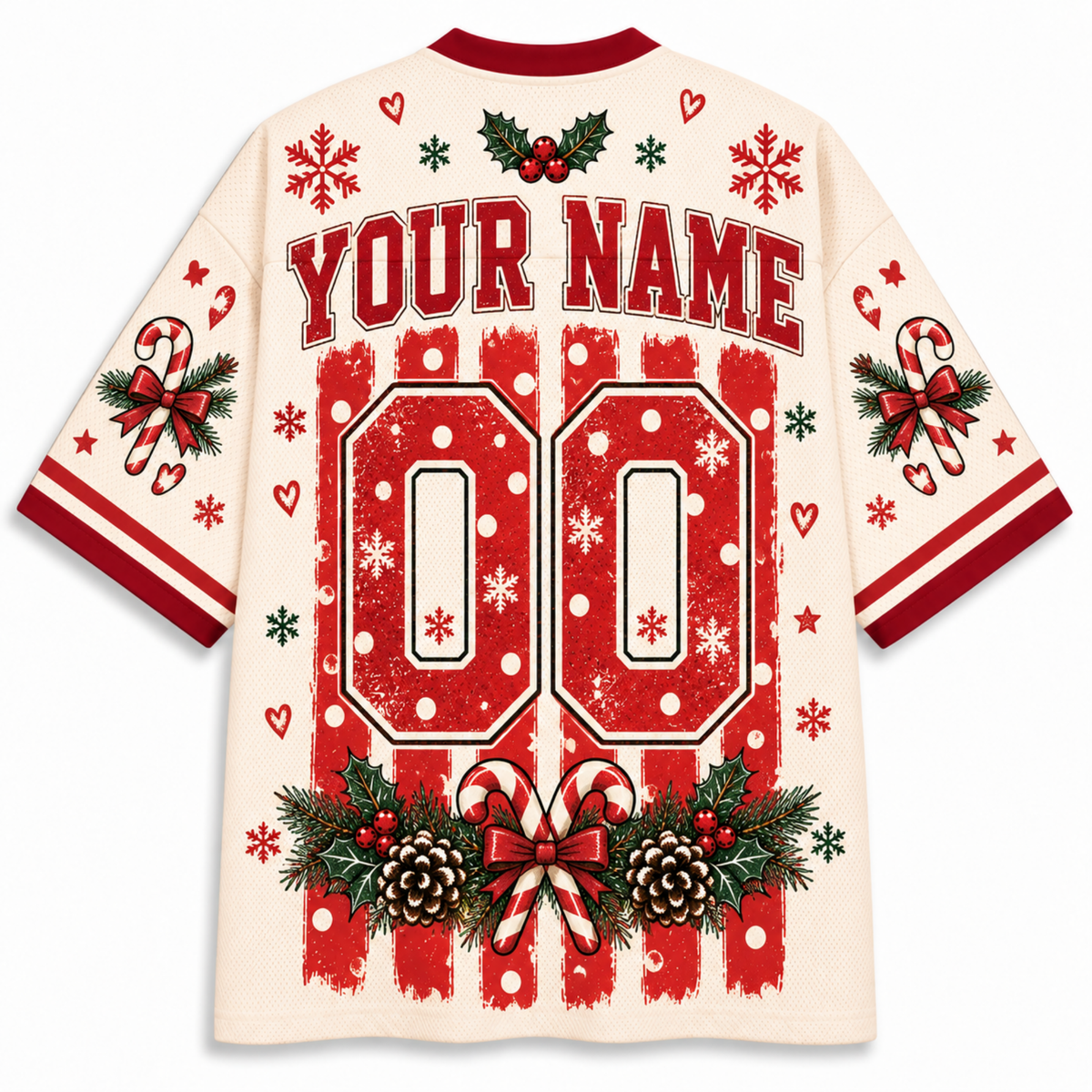 Chaotic Club Custom Trendy Christmas Wreath Cocoa Mesh Jersey