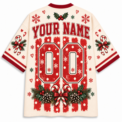 Chaotic Club Custom Trendy Christmas Wreath Cocoa Mesh Jersey
