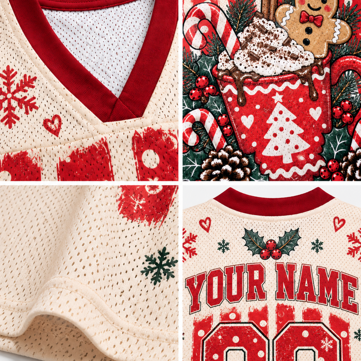 Chaotic Club Custom Trendy Christmas Wreath Cocoa Mesh Jersey