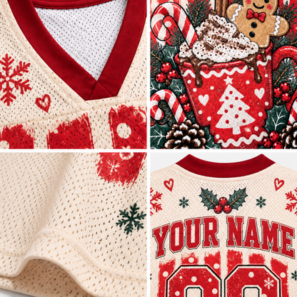 Chaotic Club Custom Trendy Christmas Wreath Cocoa Mesh Jersey