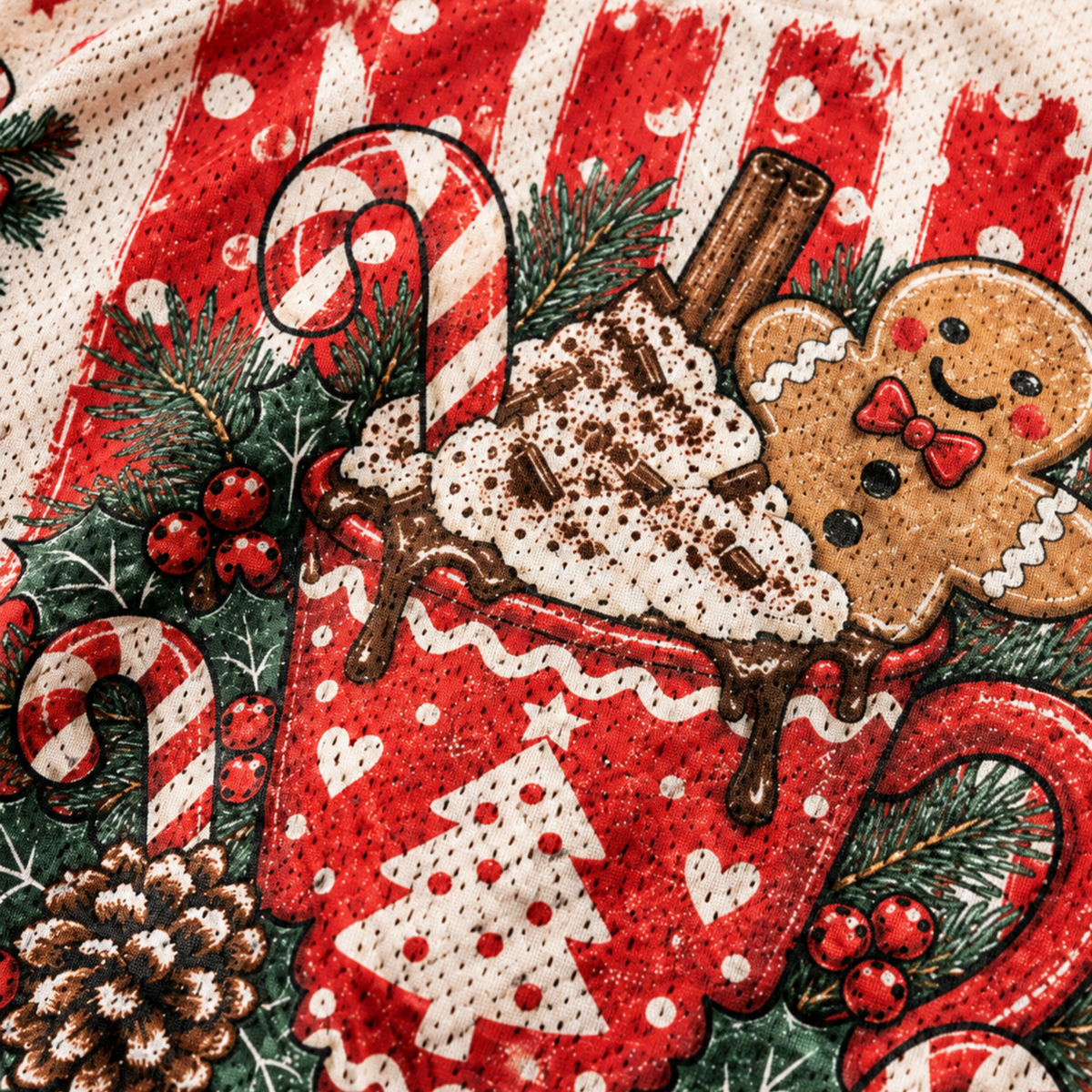 Chaotic Club Custom Trendy Christmas Wreath Cocoa Mesh Jersey
