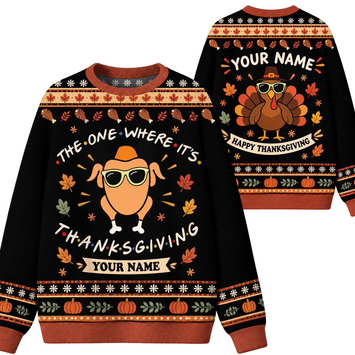 Chaotic Club Custom Turkey Feast Day Holiday Ugly Sweatshirt