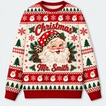 Chaotic Club Custom Winking Santa Leopard Hat Fair Isle Ugly Sweatshirt