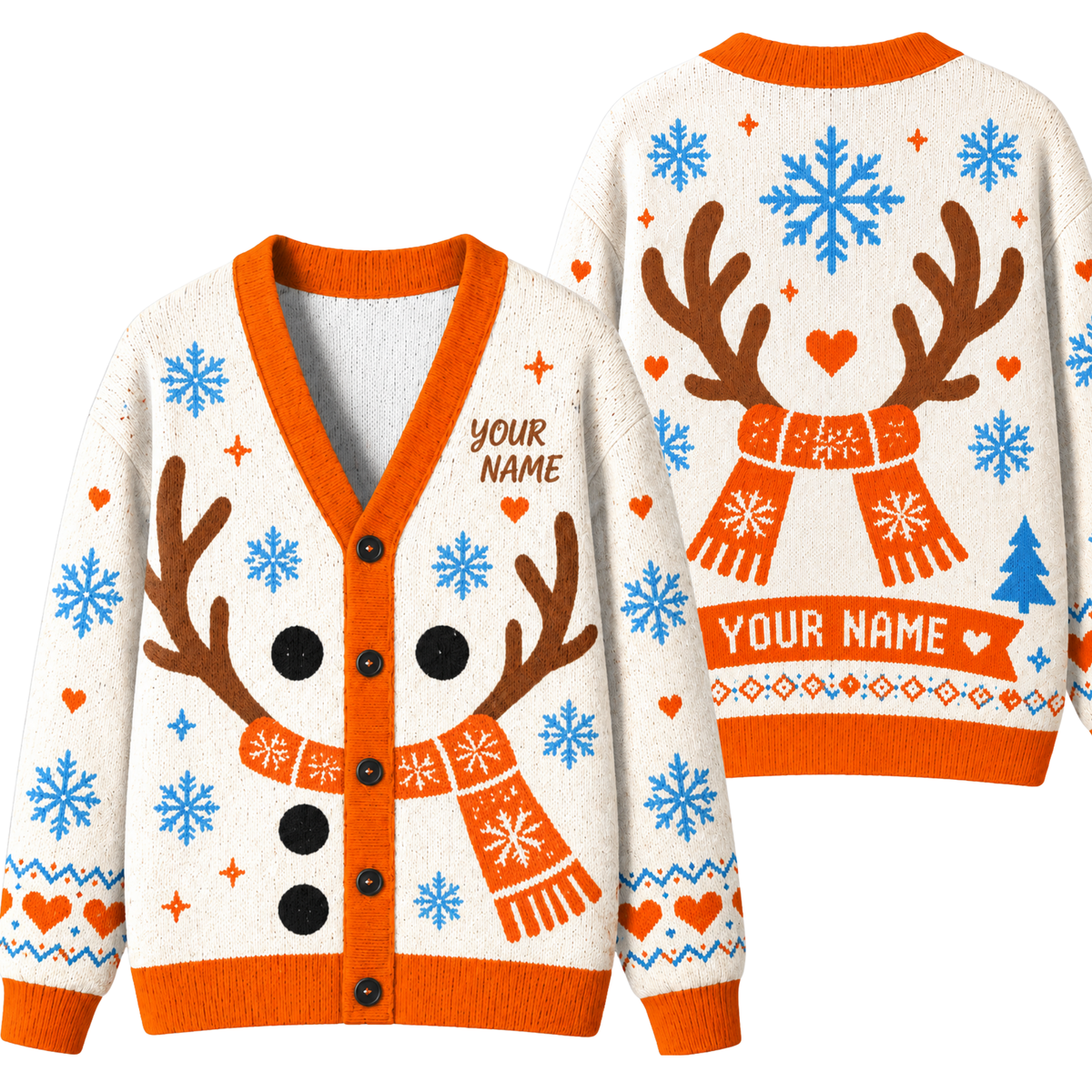 Chaotic Club Custom Winter Snowman Scarf Cardigan