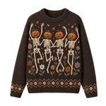 Chaotic Club Dancing Pumpkin Skeleton Floral Ugly Sweatshirt