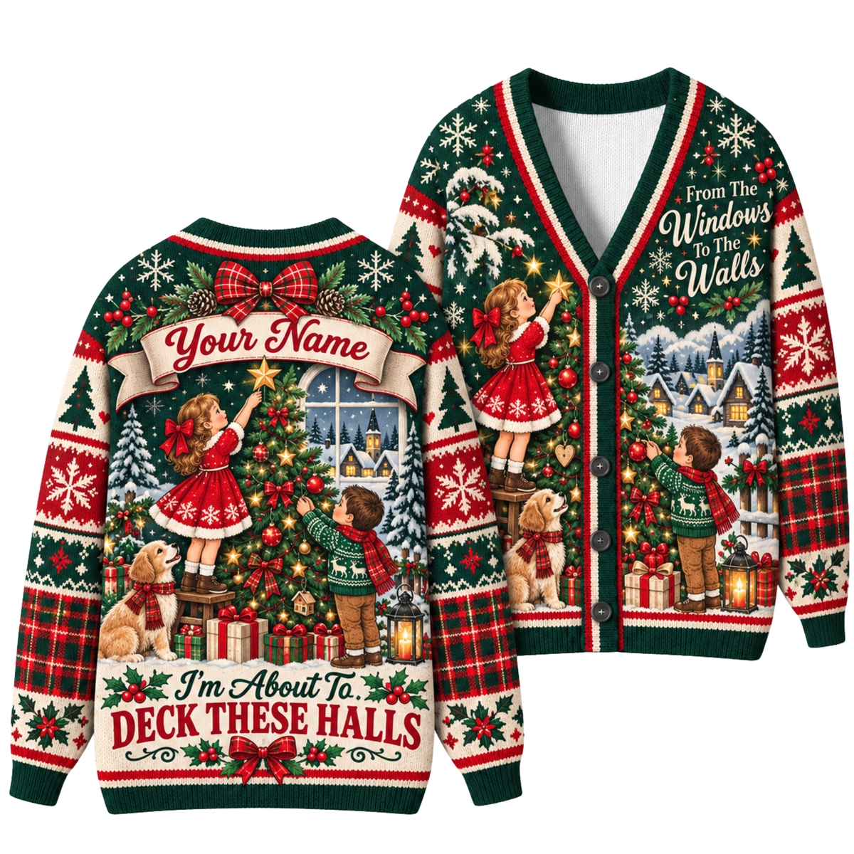 Chaotic Club Deck These Halls Christmas Tree Cardigan