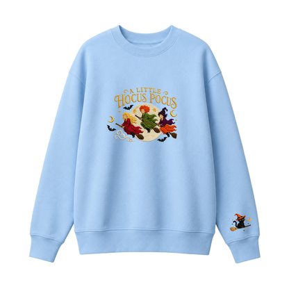 Chaotic Club Embroided A Little Hocus Pocus Flying Witches Full Moon Custom Sleeve Crewneck Sweatshirt
