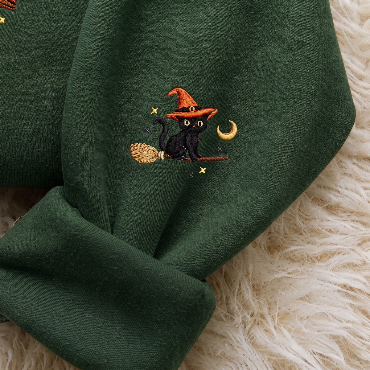 Chaotic Club Embroided A Little Hocus Pocus Flying Witches Full Moon Custom Sleeve Crewneck Sweatshirt