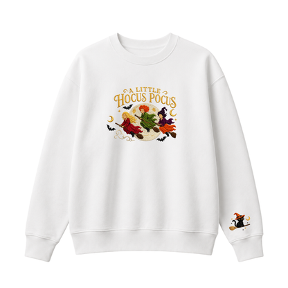 Chaotic Club Embroided A Little Hocus Pocus Flying Witches Full Moon Custom Sleeve Crewneck Sweatshirt