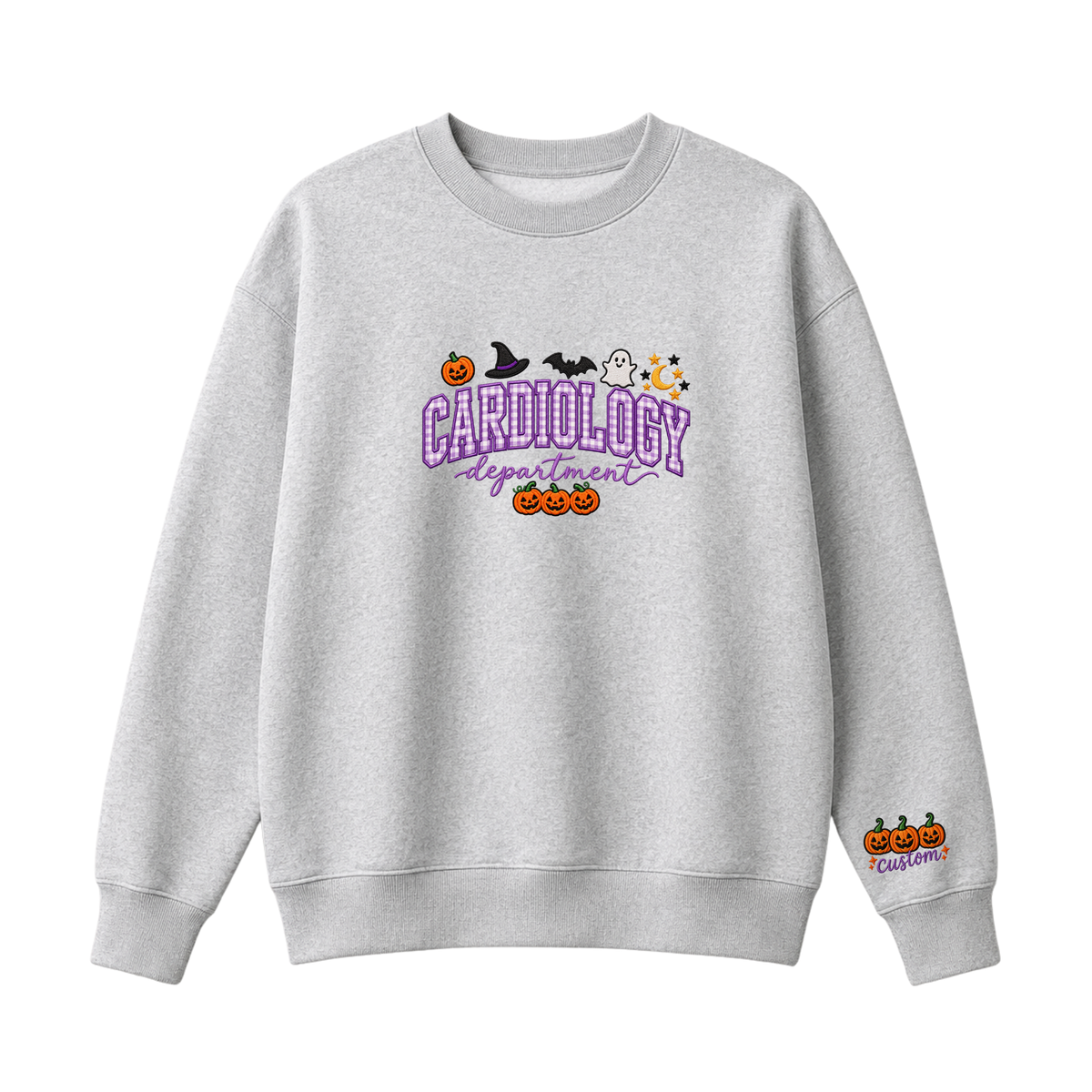 Chaotic Club Embroided Custom Cardiology Department Halloween Nurse Crewneck Sweatshirt