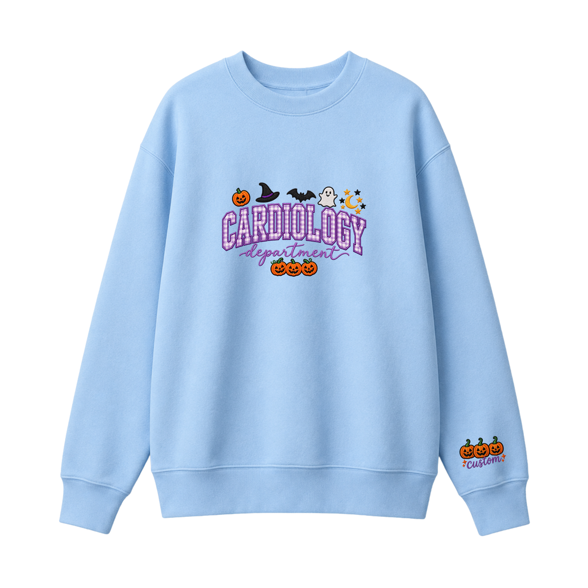 Chaotic Club Embroided Custom Cardiology Department Halloween Nurse Crewneck Sweatshirt