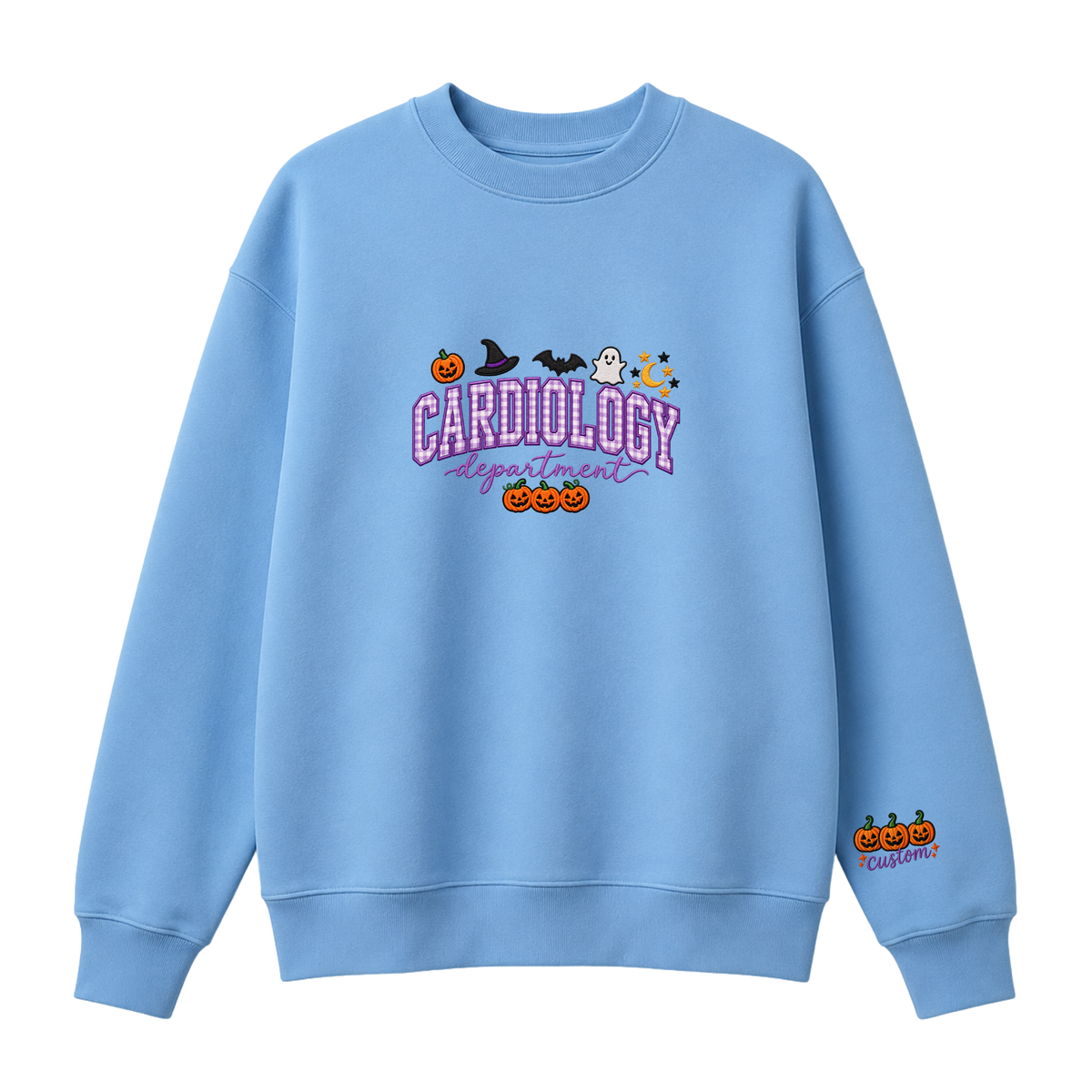 Chaotic Club Embroided Custom Cardiology Department Halloween Nurse Crewneck Sweatshirt