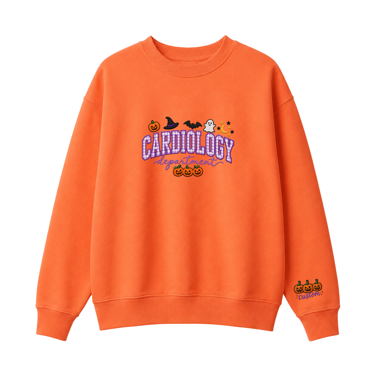 Chaotic Club Embroided Custom Cardiology Department Halloween Nurse Crewneck Sweatshirt