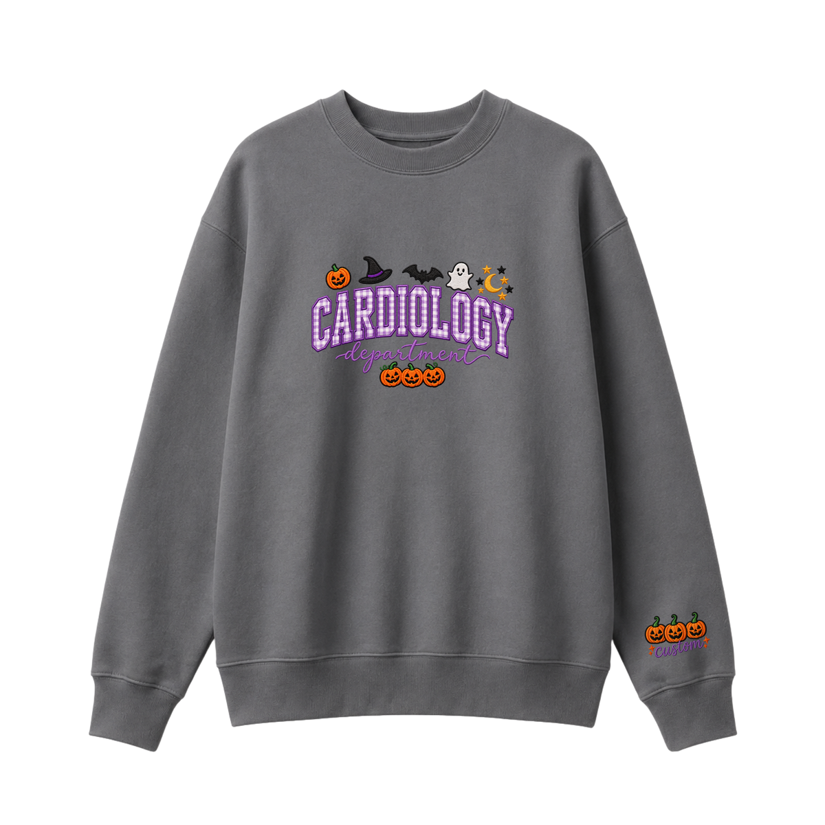 Chaotic Club Embroided Custom Cardiology Department Halloween Nurse Crewneck Sweatshirt